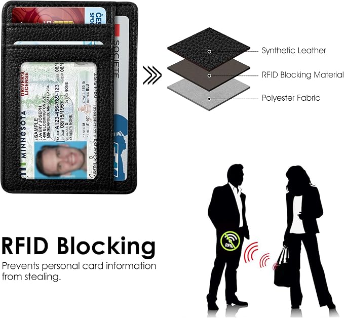 FINTIE Slim Front Pocket Wallet, RFID Blocking Credit Card Holder | Minimalist Card Cases with ID Window for Men Women, Black - Image 5
