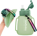 TakeToday Collapsible Water Bottles for Outdoor, 40oz, Green | Time Marker, BPA-Free Silicone, Folds for Travel, Paracord Handle for Hiking, Gym, Camping, Leakproof by TAKETODAY