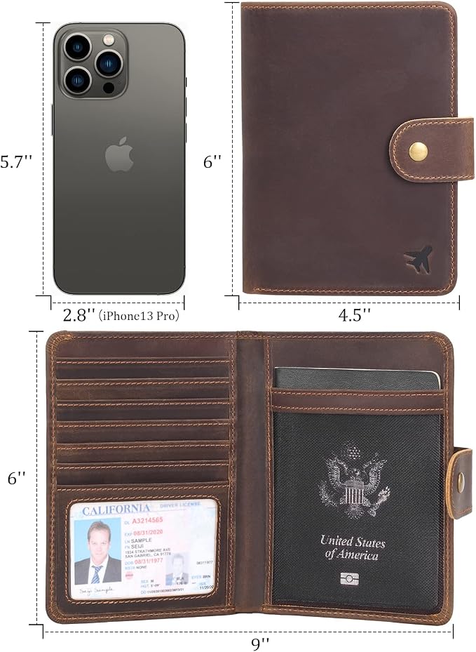 Polare Luxury RFID Blocking Leather Passport Holder Travel Wallet For Men and Women (Dark Brown(Snap Version)) - Image 7