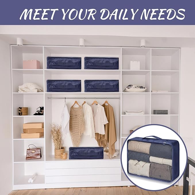 Silkfly 8 Pcs XL Packing Cube for Travel Luggage,Simple,Navy Blue | 17.7 x 13 x 4.7, Same Size, Navy Blue Suitcase Storage Organizer Set, Reusable Mesh Clothes Cube for Hiking Camp Family - Image 7
