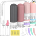 ME.FAN Travel Bottles for Toiletries,18 Pack Silicone Portable Size Bottle, TSA Approved Refillable Cosmetic Container Kits for Conditioner, Shampoo, Lotion,Face Cream - Pink by MEFAN
