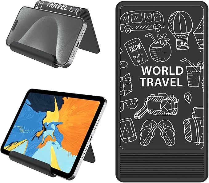 Airplane Phone Holder, Foldable Flexible Silicone Phone Stand | Tablet Mount for Flying, Home Office, Desk and Bedroom, Compatible with iPhone, Smartphones for Hands-Free Viewing, White by Huogantom