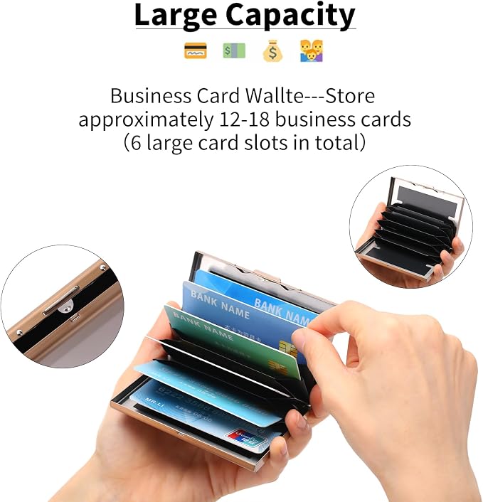 Stainless Steel Credit Card Wallet RFID Blocking Metal Case Pocket Business Card Holder for Women and Men - Image 2