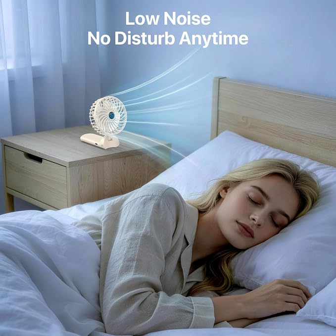 Portable Handheld Fan with Neck Lanyard, Beige | 180° Foldable, 4 Wind Speeds, 16 Hours Battery Life, Low Noise, USB-C Rechargeable, Weighs only 106g, Removable Mesh Cover - Image 5