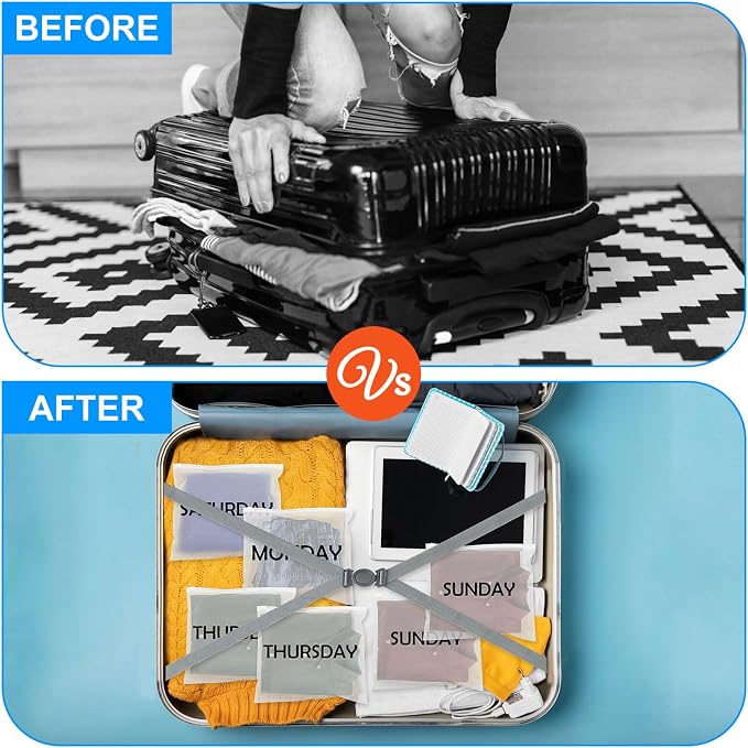 35Pcs Packing Cubes for Days of Week,Frosted Travel Organizer Pouches for Suitcases Packaging Bags Luggage Packing Cubes Packing Organizers Days of Week Travel Pouches for Home Storage Organizing Bags - Image 5