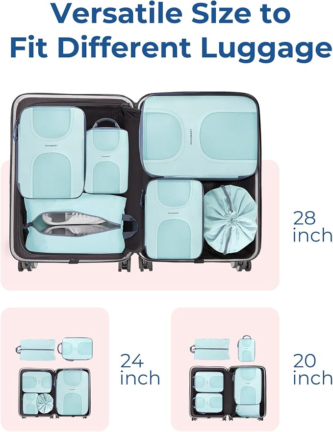 BAGSMART 6 Set Compression Packing Cubes, Travel Luggage Organizer Bags - Image 3