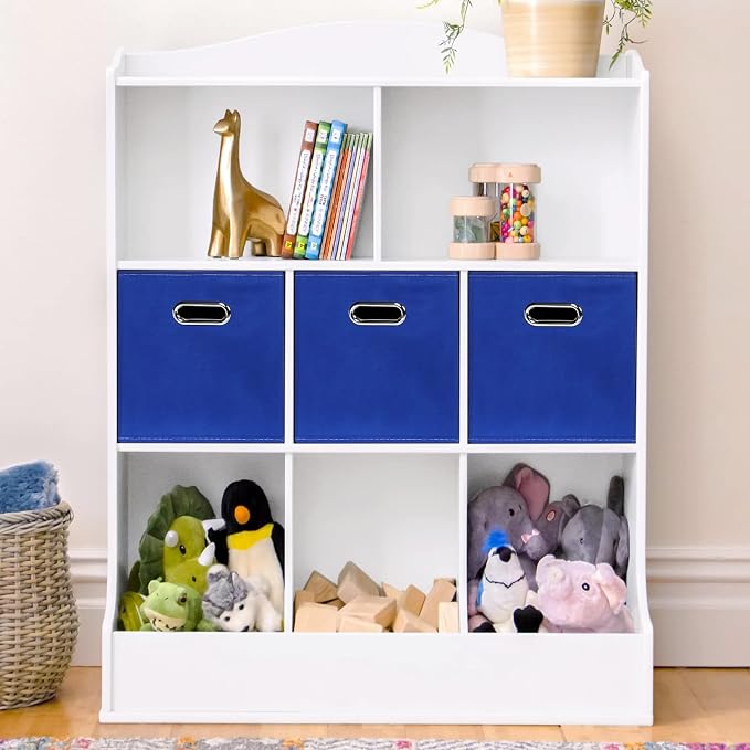 Fabric storage bins Cubes, Fabric Cube Organizer with Handle, Foldable Cube Bins for Cloth or Accessary Storage, 11x11x11, Set of 6, (Dark Blue) - Image 5