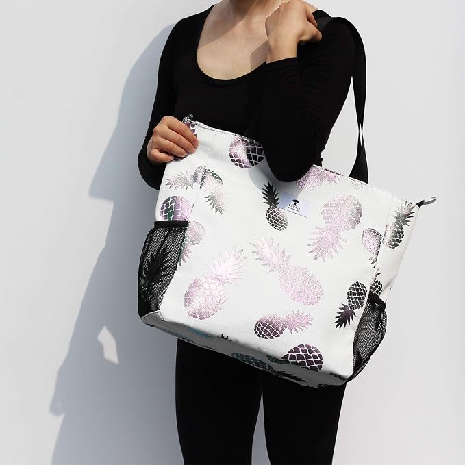 ESVAN Original Floral Water Resistant Large Tote Bag Shoulder Bag for Gym Beach Travel Daily Bags Upgraded - Image 2
