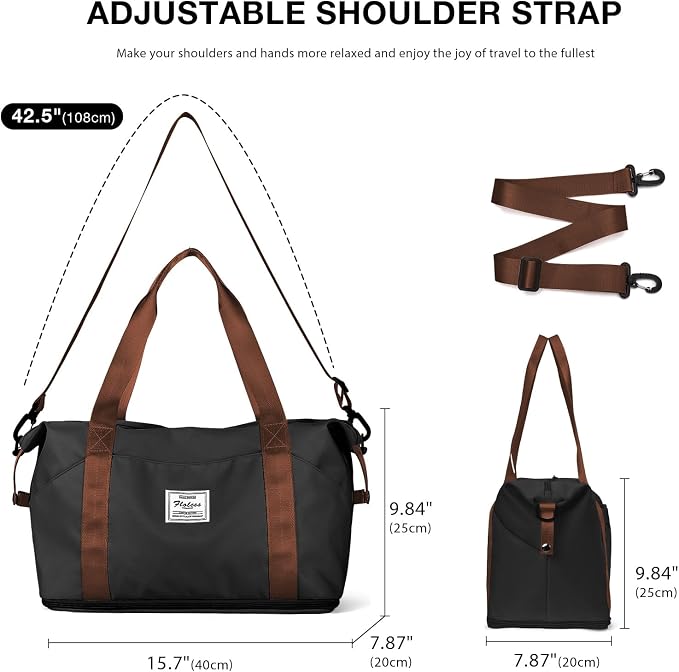 Travel Duffel Bag, Sports Tote Gym Bag, Shoulder Weekender Overnight Bag for Women - Image 6