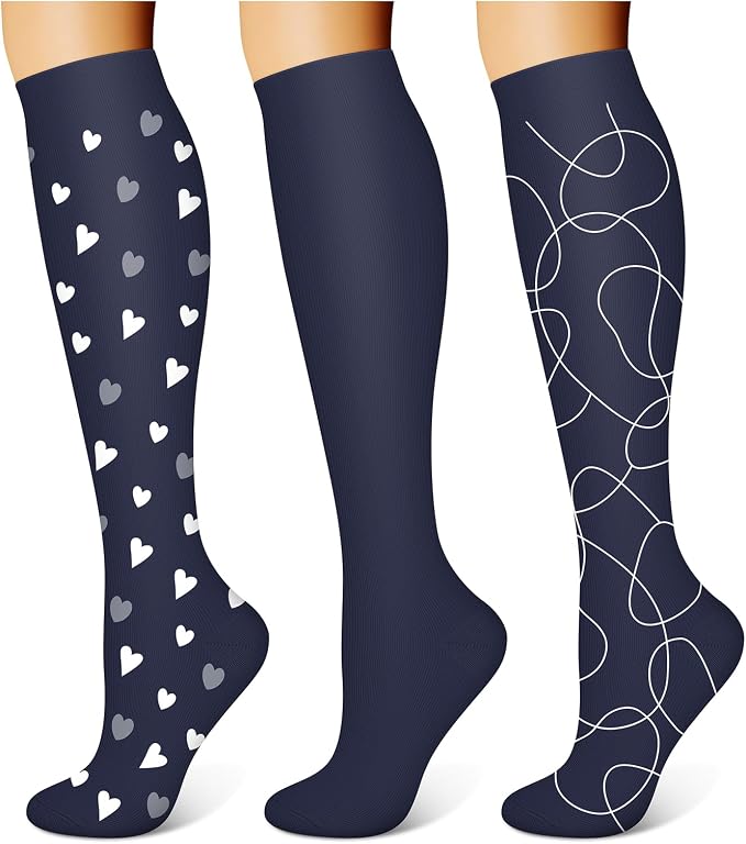 WITHYOU 3 Pairs Compression Socks for Women & Men 15-20 mmHg,Best Support for Nurses Running Hiking by WITHYOU