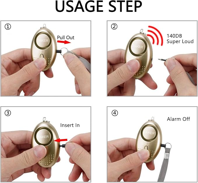 Personal Alarm for Women, 2Pcs 140dB Self Defense Keychain LED Light | Personal Safety Alarm with LED Light Panic Button for Women Kids and Elders (Aqua Marine & White) - Image 5
