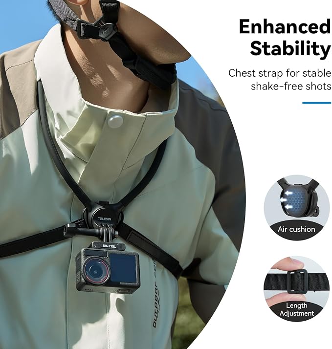 TELESIN Neck Mount SE 2.0 with Air Cushion, Adjustable Chest Strap and Neck Mount for Hands-Free POV Vlogging for GoPro Hero 13/12/11/10/9, Insta 360 X5/X4/Ace Pro 2 / Osmo 360 Nano Action 6/5 Pro/4/3 - Image 2