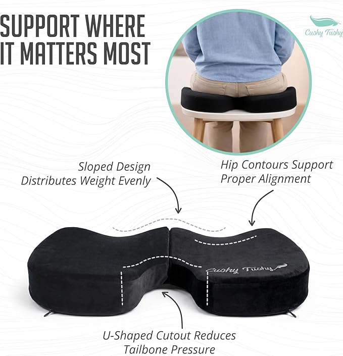 Premium Foldable Travel Seat Cushion - for Relief of Lower Back, Sciatic, Butt and Tailbone Pain - for Home & Office Use, Perfect for Travel or Driving - Coccyx Seat Cushion - Image 5