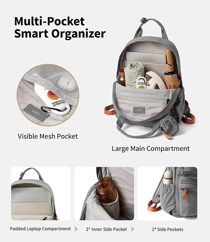 Lightweight Travel Backpack for Women, Anti-Theft Waterproof Hiking Backpack Outdoor Business Casual Daypack 14'' Laptop Work Backpack - Image 8