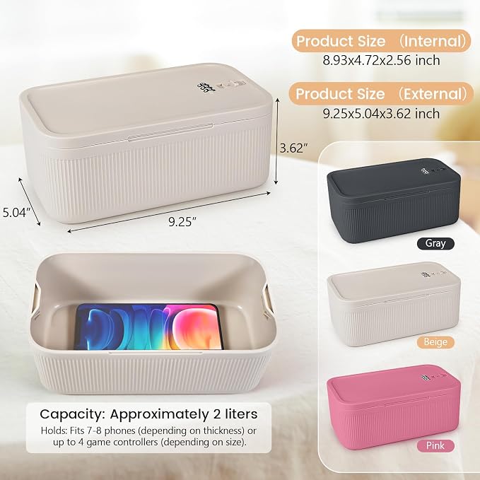 Small Lock Box,Lockable Storage Box with Combination Code for Medication Safe, Medicine Lock Box for Pills/First Aid Kits/Food/Snack Phone Jail,Locked Container for Home/Fridge/Office/School (Beige) - Image 2