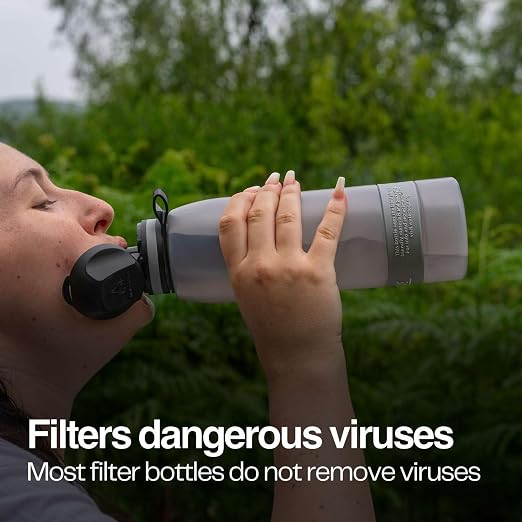 Water-to-Go Water Filter Bottle, 1 Liter, Cloud Grey | International Travel, Portable Purification, Eco-Friendly Bioplastic, New Leak-Proof Lid, Filters Viruses - Image 5