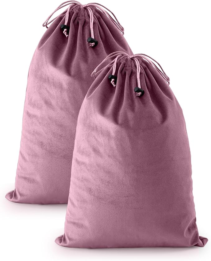 2 Pcs Shoe Bags for Travel, Dust Velvet Bags, Parfait Pink, 17.3x12.6 Inch | Washable & Reusable Travel Shoe Bags, Dustproof Shoe Bags with Drawstring Closure, Suitable for Travel, Home Storage by WelcometoFantasyLife