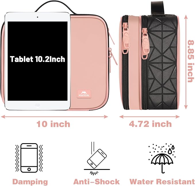 MATEIN Cord Organizer Box with Adjustable Divider, DJ Gear Bag | DJ Cable File Bag, Cord Bags, Music Equipment Accessories, Sound Instrument Storage, Double Layer, Shockproof, Portable, Pink - Image 4