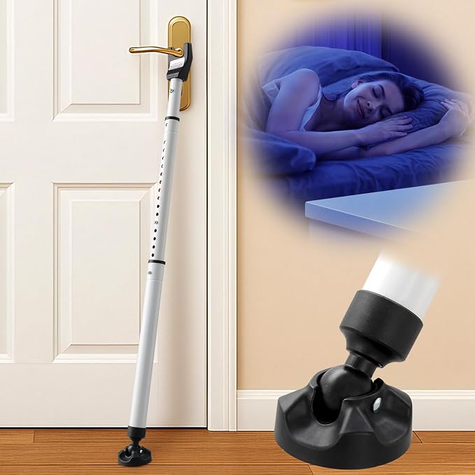 3-in-1 Door Security Bar with Heavy-Duty Metal, Adjustable 16"-41.7" Door Lock Stick,Sliding Patio Door Security Bar with 2.8" Non-Slip Base for Home,Apartment,Travel Safety–Portable Door &Window Lock by EUIJOIP