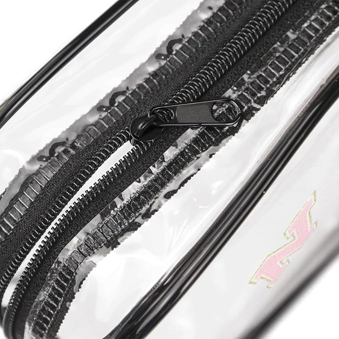 Clear Toiletry Bag,Portable Travel Toiletry Bag,Chenille Letter Cosmetic Bag with Zipper,Waterproof Makeup Bag,Cosmetic Storage Organizer for Women Men,Travel Essentials (Black,M) - Image 4