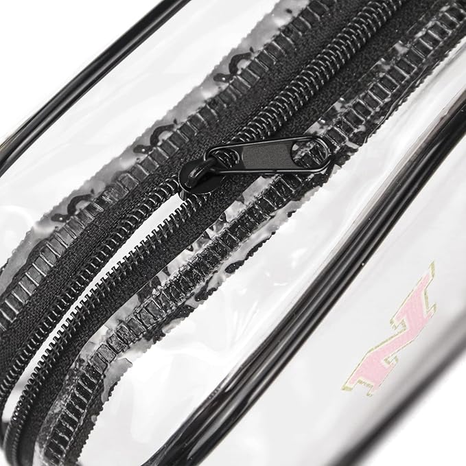 Clear Toiletry Bag,Portable Travel Toiletry Bag,Chenille Letter Cosmetic Bag with Zipper,Waterproof Makeup Bag,Cosmetic Storage Organizer for Women Men,Travel Essentials (Black,T) - Image 4