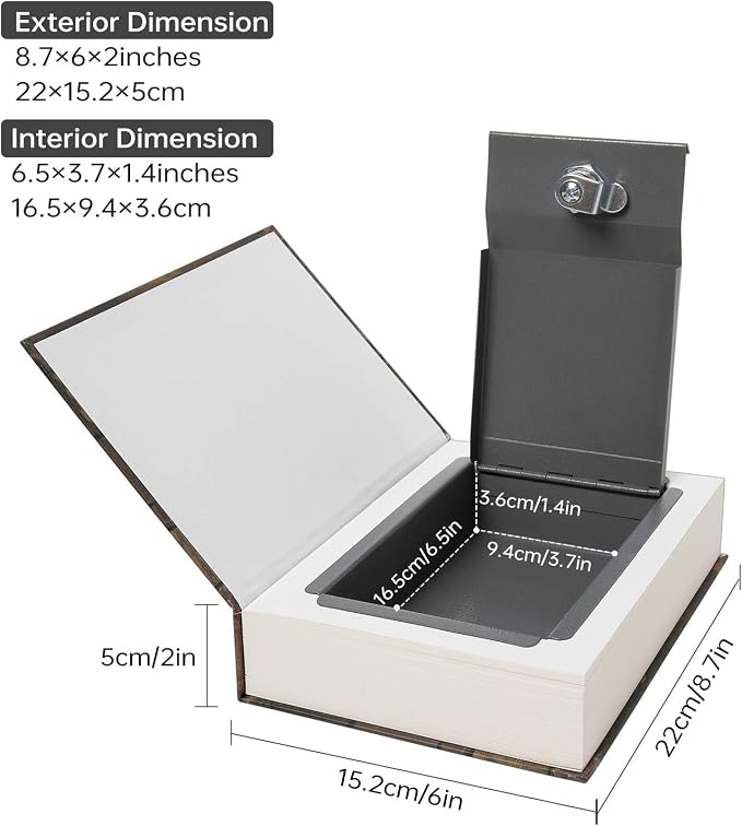 Real Paper Transfer Book Safe, Hollow with Secret Hidden Compartment, Key Lock, 8.7"×6"×2" (LOVE-Key) - Image 2