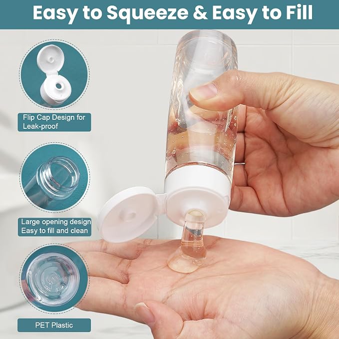 Cosywell Travel Bottles for Toiletries 5 Pack 3.4oz Shampoo Bottles | TSA Approved, Clear Travel Size Containers, Toiletry Bottles, Wide Mouth, Leak Proof, Squeeze Bottle, for Lotion Toothpaste - Image 4