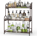 EKNITEY Bathroom Organizer Shelf Countertop - 3 Tier Spice Rack No Assembly | Kitchen Counter Organizer, for Skincare Makeup Vanity, Sturdy Metal Frame, Easy to Clean, Space-saving, Foldable, Brown by EKNITEY