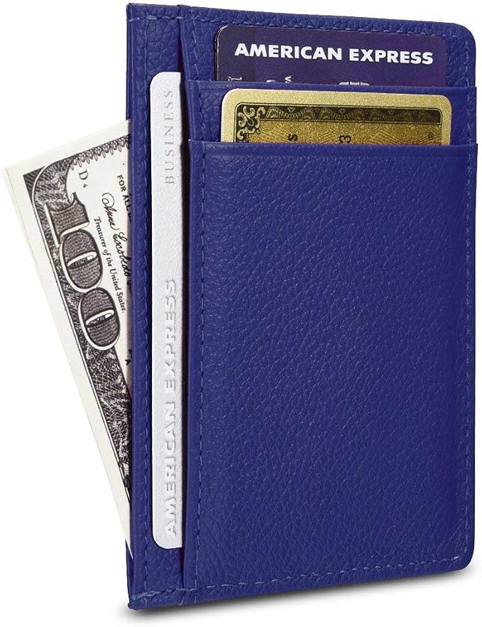 KALMORE womens Credit Holder Genuine Leather Slim Minimalist Card Case Wallet, Black With Id Window - Image 2