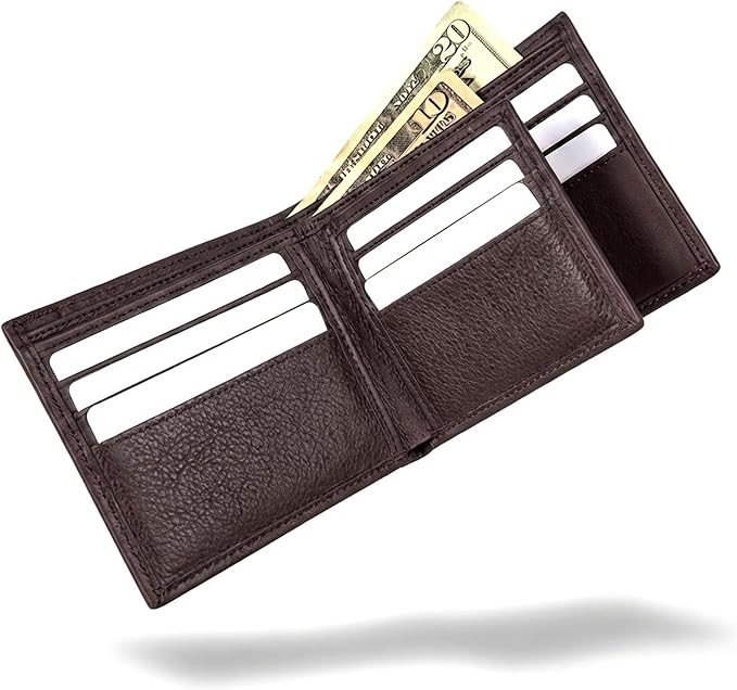 Extra Capacity Bifold Wallet for Men - RFID Blocking Genuine Leather Wallet - Image 6