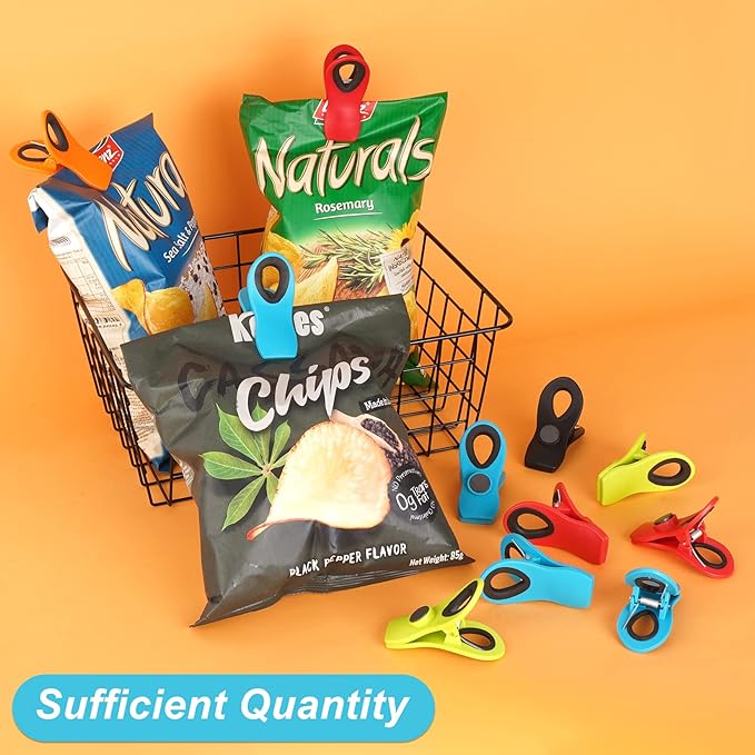 JETMORE 12 Pack Chip Clips Bag Clips, Magnetic Bag Clip for Food Storage | Heavy duty, plastic food clip for chips, snack, kitchen, refrigerator, garden, sewing, fabric, clothes pins - Image 3