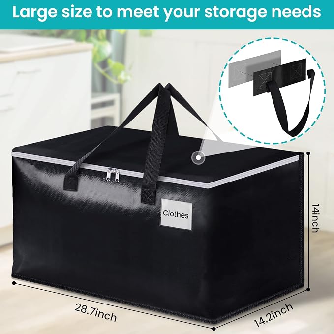 Large Heavy Duty Moving Bags, 93L Reusable Packing Bags, 4 Pack | Storage bags with carrying handles, waterproof moving supplies for space saving, totes for storage, moving and travel - Image 3
