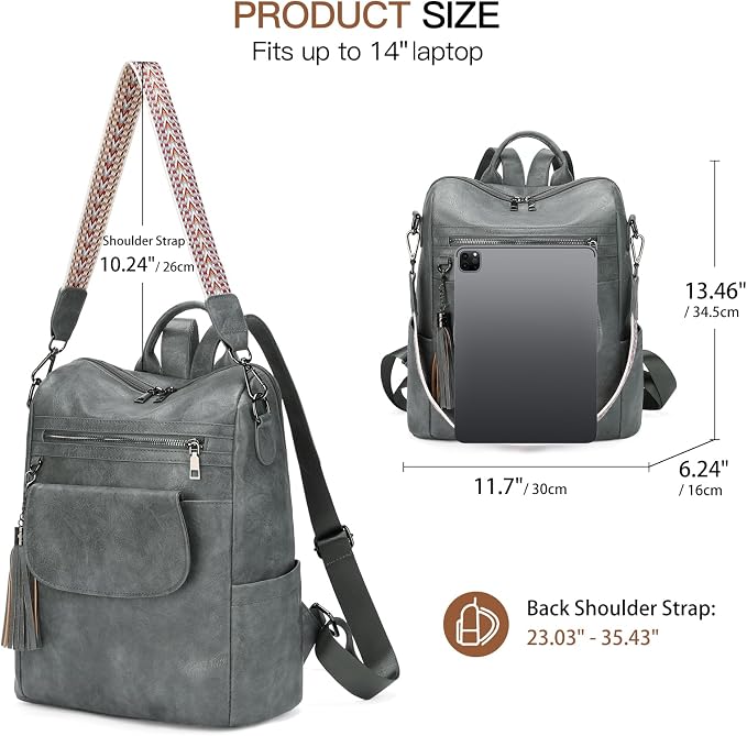 GAEKEAO Backpack Purse for Women PU Leather Anti-theft Backpack Ladies Convertible Large Travel Designer Fashion Shoulder Bag - Image 4