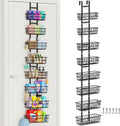 Hongtamoya 8 Tier Over The Door Organizer, Adjustable Hanging Door Organizer with 8 Wire Baskets 6 Hooks, Behind The Door Storage for Pantry Closet Bedroom Bathroom Cabinet Kitchen Laundry Room, Black by Hongtamoya