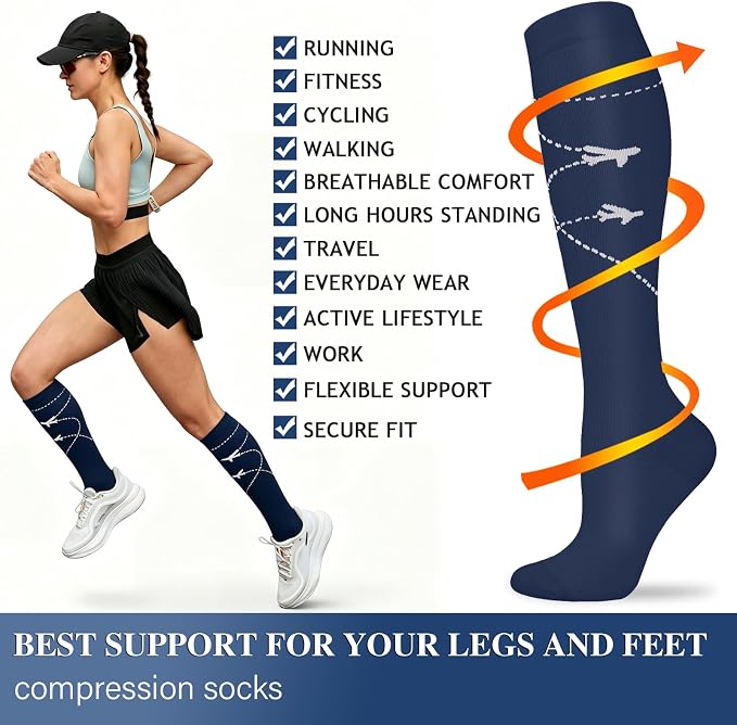 Sooverki Compression Socks for Women and Men Circulation (3/4 Pairs) is Best Support for Running Athletic Cycling Hiking - Image 6
