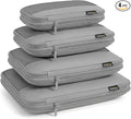 4 Piece Compression Packing Cubes for 3–7 Day Travel, Space Saving Travel Organizers with Breathable Mesh, Double-Zipper Packing Cubes for Carry-On & Suitcases (Silver) by SOARSAIL