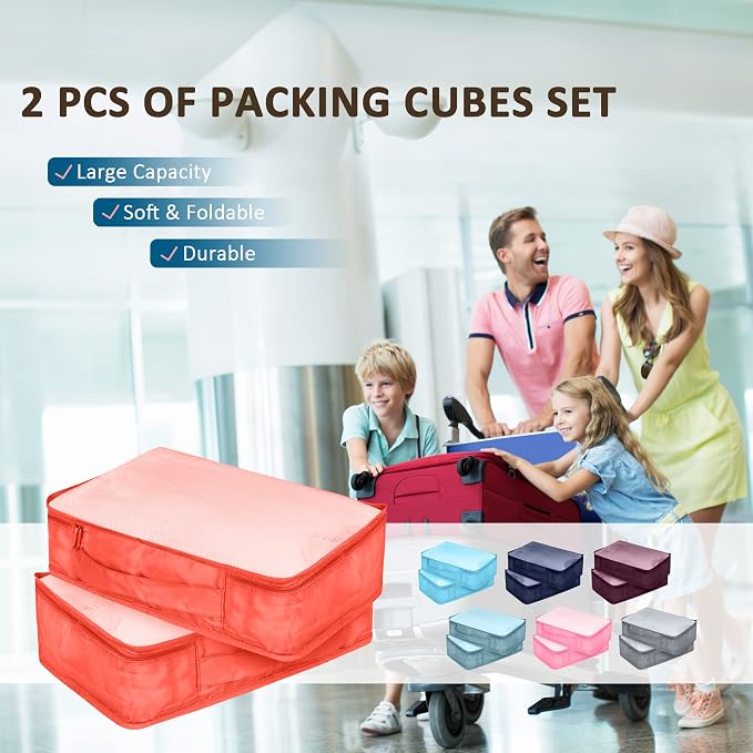 Packing Cubes Set, 2 Pcs Packing Organizers Set for Suitcases (Watermelon red) - Image 7