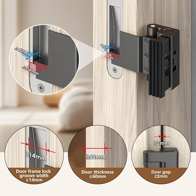 Portable Door Lock,Security Door Reinforcement Lock,No Drilling(Black-2PCS) | Portable Door Lock for Travel,Interior Doors for Apartments,Hotels,bedrooms - Image 2