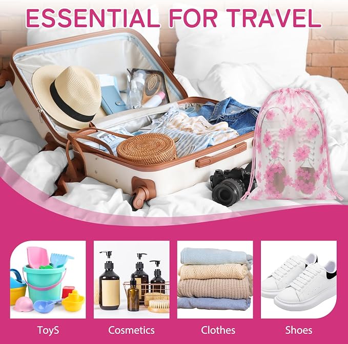 Shoe Bags for Travel, 20PCS Waterproof Drawstring Shoe Bags for Packing | 13.8" x 11.8" Large Dustproof Portable Travel Shoe Storage Bags Travel Essentials Women - Image 5