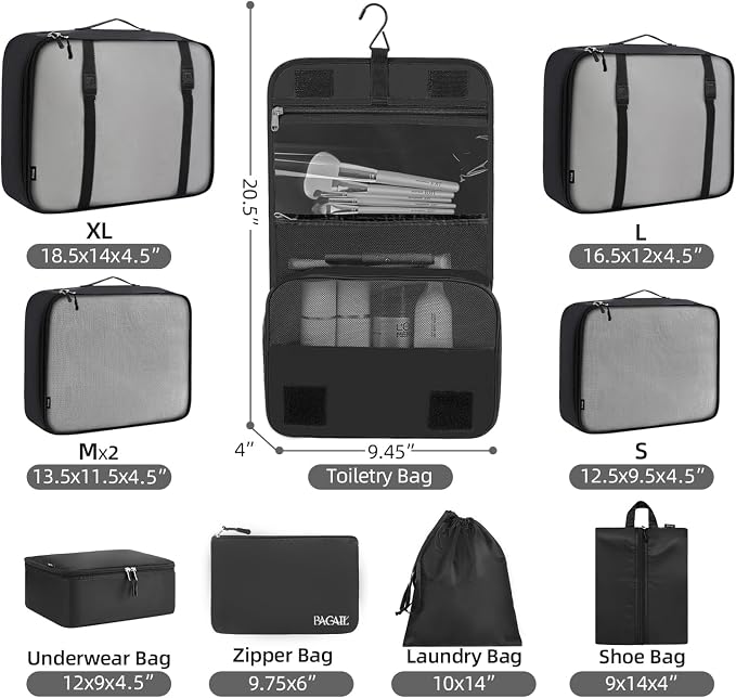 BAGAIL 6 Set/8 Set/10 Set Packing Cubes Various Sizes Packing Organizer for Travel Accessories Luggage Carry On Suitcase - Image 2