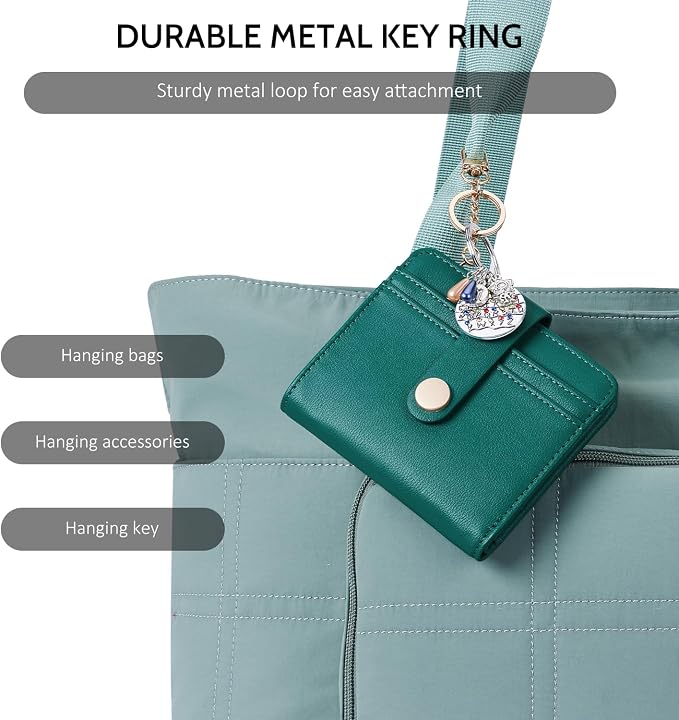 POIUGOYA Slim Wallet for Women,RFID Blocking Bifold Credit Card Holder with Zipper Coin Pocket,ID Window,Keychain - Image 6