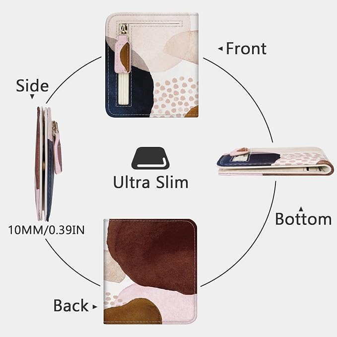 Gostwo Small Wallet for Women, Slim Bifold Credit Card Holder, Compact RFID Blocking Cash Wallet, Billfolds Thin Leather Zipper Pocket, Mini Wallet Gift for Ladies Teen Girls Travel with ID Window - Image 5