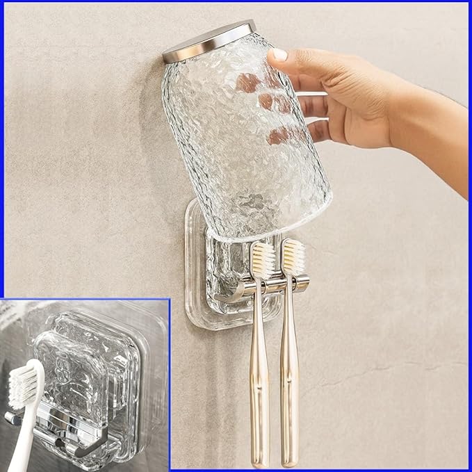 Acrylic Shower Shelves with Soap Dish & Toothbrush Holder, Clear Plastic Shower Caddy, Adhesive Bathroom Organizer Wall Mount, No Drill Installation 4 Pack - Image 4
