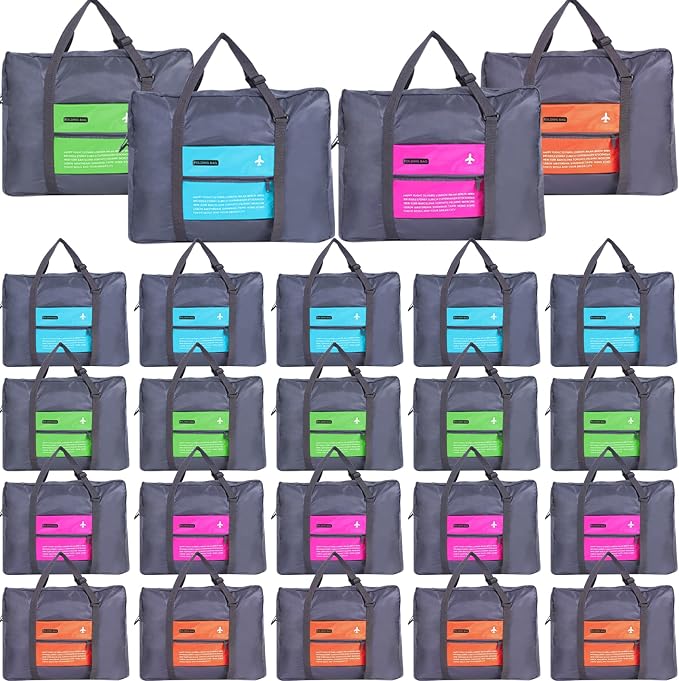 INVODA Travel Bag 24 PCS Foldable Duffle for Women and Men Lightweight Luggage Bag Personal Item Bag for Airlines Weekender Overnight Tote Carry on (24PCS) by INVODA
