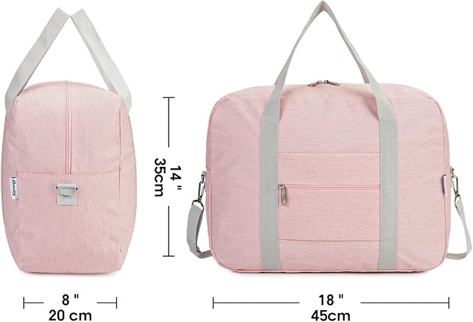 For Spirit Airlines Personal Item Bag 18x14x8 Foldable Travel Duffel Bag Tote Duffle Carry on Luggage for Women and Men 30L (Pink (With Shoulder Strap)) - Image 4