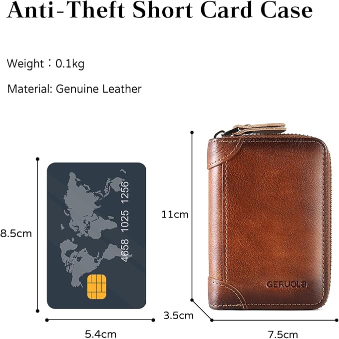 Card Bag Cowhide Wallet Men Coin Purse RFID Blocking Card Case Portable Card Holder Coin Bag Pouch with 12/20/30/45 Card Slots Brown B - Image 3