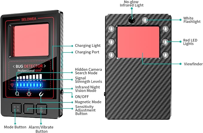 Hidden Camera Detector, Anti Spy Bug GPS Tracker Finder for Travel | Portable; Professional - Image 2