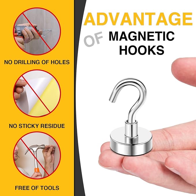 DIYMAG Magnetic Hooks 60pcs 30lbs Cruise Essentials 2026 Magnet Hook (Pack of 2) - Image 7