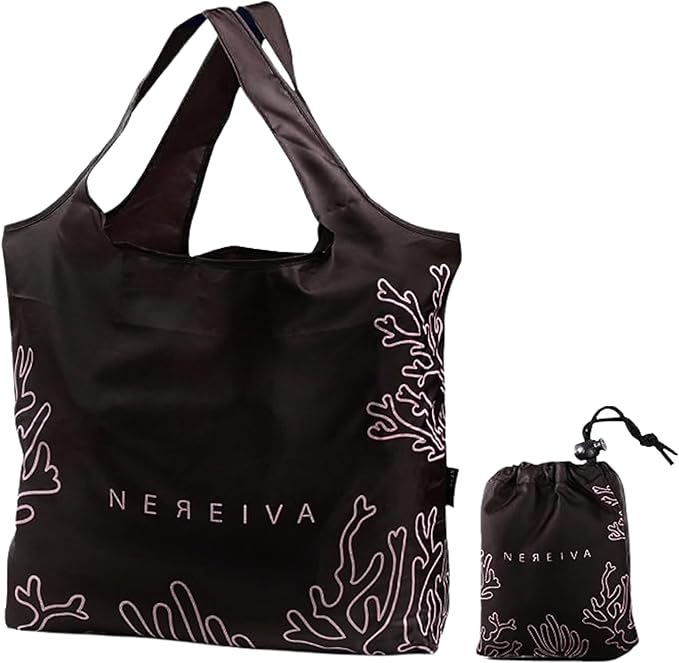 55 Pound Reusable Shopping Bag - Folds into a Small Pouch - Washable Reusable Grocery Bag, Durable & Stylish with handles for Easy Shoulder or Hand Carry by Nereiva