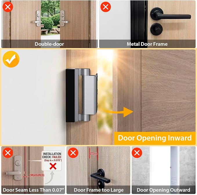 Home Security Door Lock for Kids Safety Front Door Reinforcement Lock Latch | 2 Pack EverPlus Child Proof Door Lock Withstand 800 lbs Top Flip Lock for Bedroom Apartment, Inward Swinging Door Only Silver - Image 4